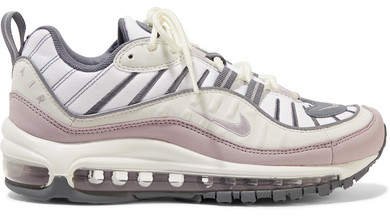 Air Max 98 Mesh, Faux Leather And Suede Sneakers - Light gray
