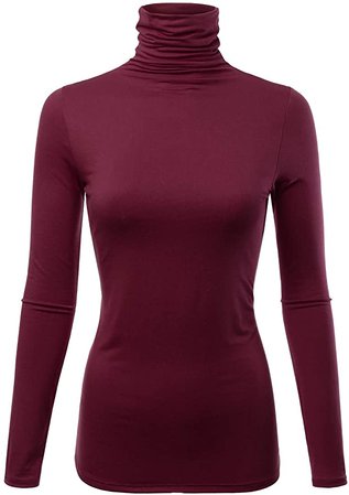 FASHIONOLIC Womens Premium Long Sleeve Turtleneck Lightweight Pullover Top Sweater (CLLT002) Burgundy L at Amazon Women’s Clothing store