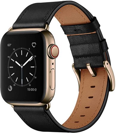 Amazon.com: OUHENG Compatible with Apple Watch Band 45mm 44mm 42mm, Genuine Leather Band Replacement Strap Compatible with Apple Watch Series 7/6/5/4/3/2/1/SE, Black Band with Black Adapter : Cell Phones & Accessories