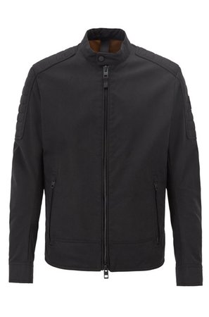 BOSS - Regular-fit biker jacket in water-repellent peached fabric