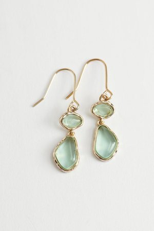 Dangling Stone Pendant Earrings - Green Gems - DAM | H&M SE acc,mint,grön,blå