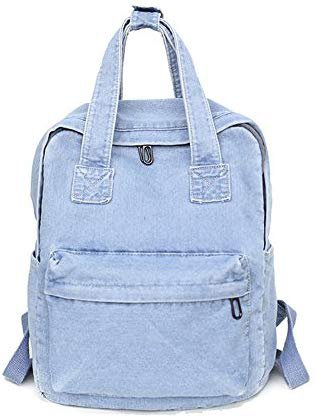Amazon.com | Girls Vintage Denim Backpack Jeans Daypack Travel Bag Rucksack Light Blue | Casual Daypacks