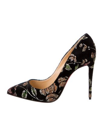 Christian Louboutin Floral Print Embroidered Accent Pumps - Shoes - CHT193719 | The RealReal