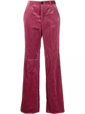 Dsquared2 embroidered-logo Velvet Trousers - Farfetch