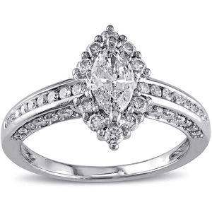 MODERN BRIDE 1 CT. T.W. Marquise and Round Diamond 14K White Gold Ring