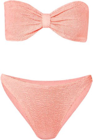 Jean Seersucker Bandeau Bikini - Pink