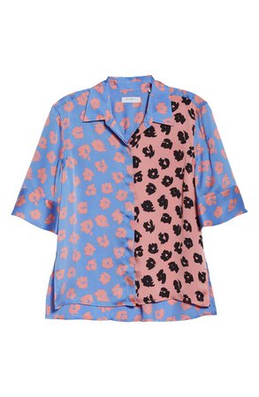 Equipment Quesnel Mix Floral Print Short Sleeve Silk Shirt | Nordstrom
