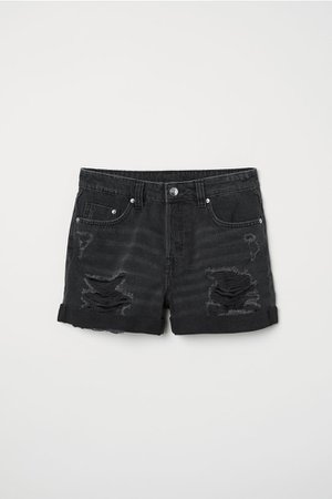 Denim shorts Boyfriend - Black denim - | H&M GB