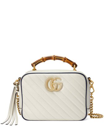White & blue Gucci GG Marmont leather small shoulder bag - Farfetch