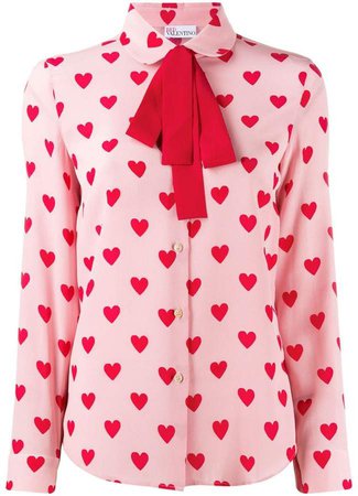 RED(V) heart print blouse