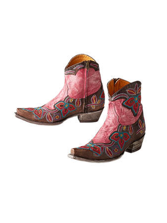 pink leather booties cowboy cowgirl boots shoes