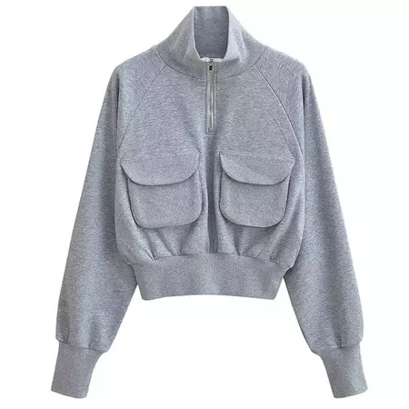 Front Pockets Grey Zip Up Sweatshirt | Black Pink Lisa Outfi – Boogzel Clothing
