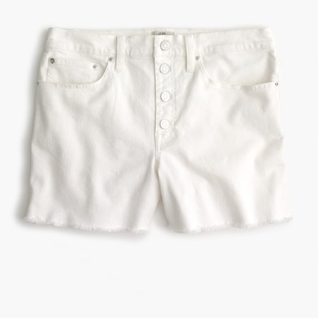 J.Crew: High-rise Denim Short In White With Button Fly For Women