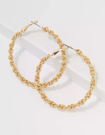 AEO Braided Chain Hoop Earring gold