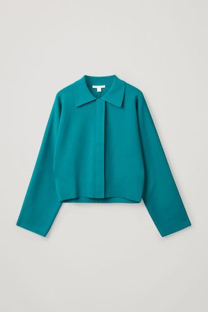 CROPPED KNITTED JACKET - Teal - Jackets - COS GB
