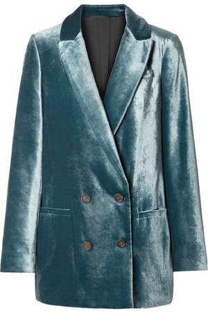 Brunello Cucinelli | Double-breasted velvet blazer | NET-A-PORTER.COM