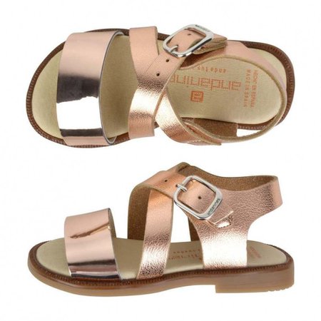 Andanines Girls Rose Gold Strappy Sandals - Girls Designer Shoes - Girl