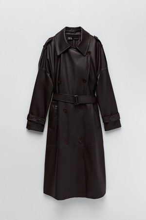 FAUX LEATHER DOUBLE BREASTED TRENCH COAT | ZARA United States