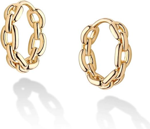 Amazon.com: Chain Link Hoop Earrings for Women 14K Plated Gold Huggie Earrings Personality Simplicity Twisted Chain Hoop Earrings: Clothing, Shoes & Jewelry