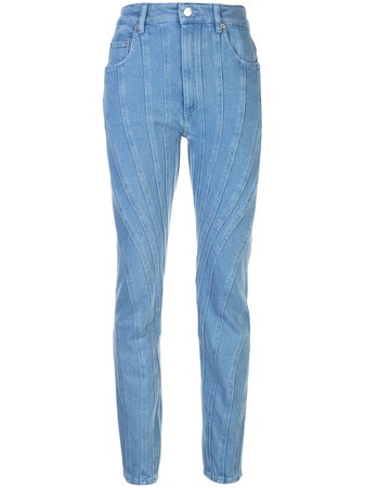 Mugler Panelled Tapered-Leg Jeans 20R6PA0283STRETCHCOTTONDENIM242 Blue | Farfetch