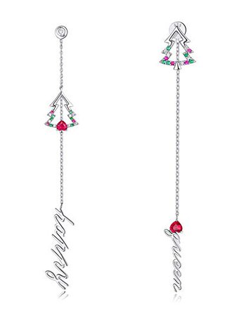 Christmas Tree Detachable Drop Dangle Earrings Long Chain Letter Tassel Adjustable Ear Studs Earrings 925 Sterling Silver Cubic Zirconia Xmas Gift Jewelry for Women: Amazon.ca: Jewelry