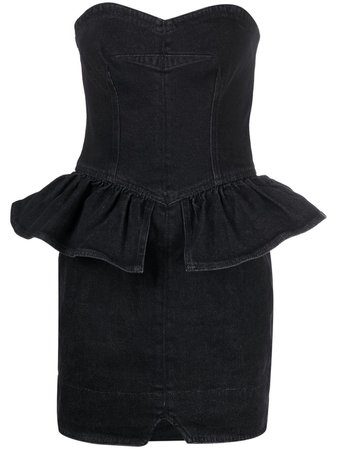 Shop black Isabel Marant strapless denim peplum minidress with Afterpay - Farfetch Australia