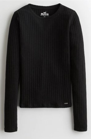 black fitted long sleeved top