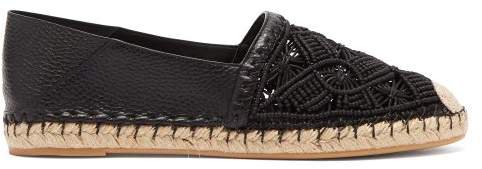 Marrakech Macrame And Leather Espadrilles - Womens - Black