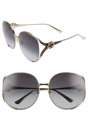Gucci 63mm Gradient Oversize Open Temple Round Sunglasses | Nordstrom