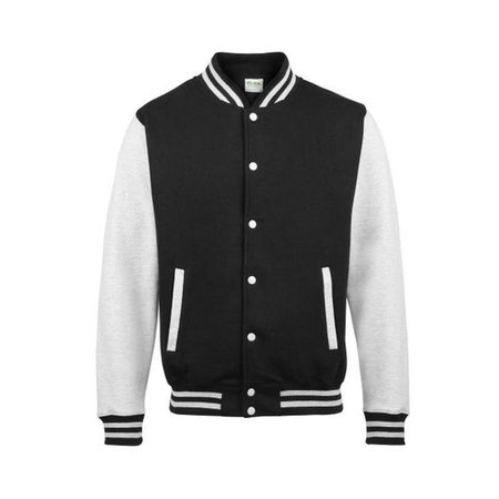 Awdis Kids Unisex Varsity Jacket / Schoolwear (Jet Black / Heather Grey) - RW191