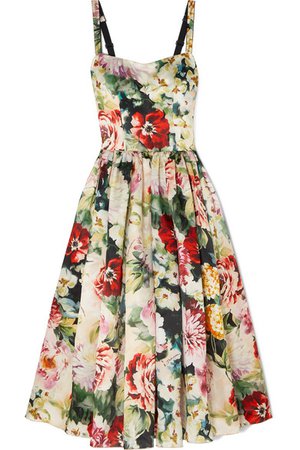 Dolce & Gabbana | Floral-print duchesse silk-satin midi dress | NET-A-PORTER.COM