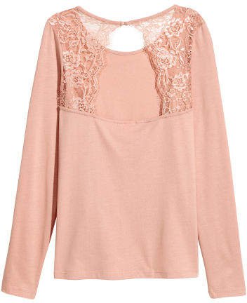 Jersey Top with Lace - Orange