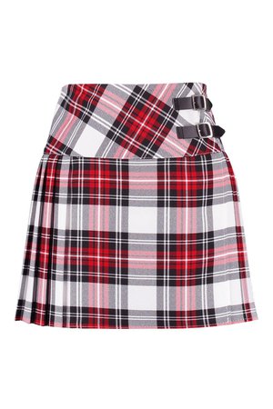Buckle Detail Tartan Check Pleated Kilt Woven Skirt | Boohoo