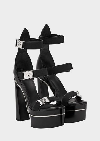*clipped by @luci-her* Versace Medusa Band Platform Sandals