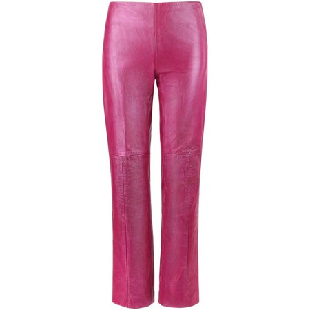 VERSACE Jeans Couture Magenta Pink Leather Boot Cut Pants For Sale at 1stDibs