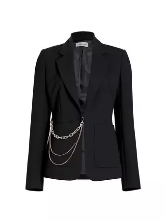Shop Halston Avery Chain Stretch-Crepe Jacket | Saks Fifth Avenue