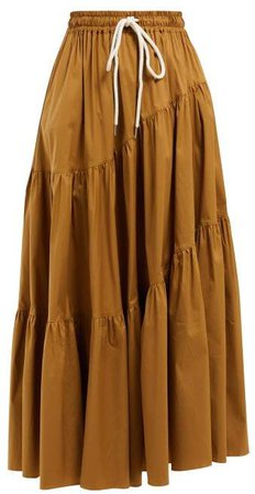 Mathews - Elsie Tiered Cotton Blend Skirt - Womens - Light Brown