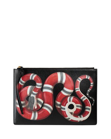 Gucci Snake Print Leather Clutch