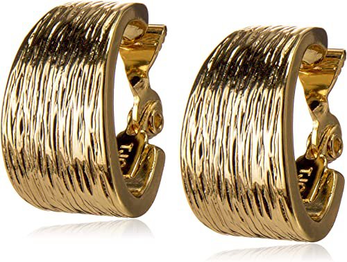 Amazon.com: Anne Klein Classics Goldtone Textured Hoop Clip On Earrings : Clothing, Shoes & Jewelry