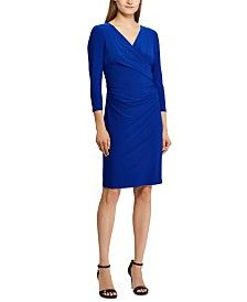 Lauren Ralph Lauren 3/4-Sleeve Ruched Jersey Dress & Reviews - Dresses - Women - Macy's