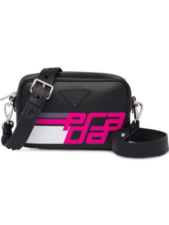 Prada black and pink logo print shoulder bag $1,620 - Buy Online SS19 - Quick Shipping, Price