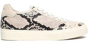 Army Suede-paneled Snake-effect Leather Sneakers