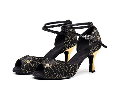 JSHOE Dance Shoes With Metallic Buckle Criss Cross Strap Womens Salsa / Tango / Chacha / Samba / Modern / Jazz Shoes Sandals High Heels, D-heeled7.5cm-UK7 / EU41 / Our42: Home