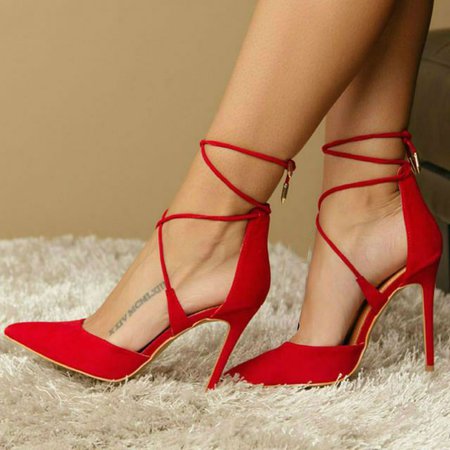 Red Lace Up Heel