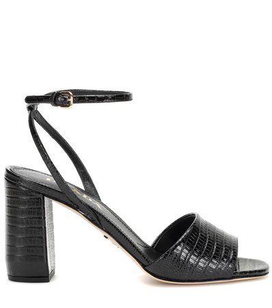 Embossed Leather Sandals | Prada - Mytheresa