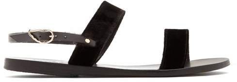 Clio Leather And Pony Hair Sandals - Womens - Black