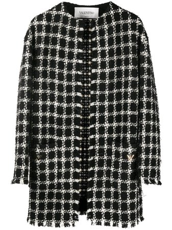 Valentino, Tweed Checkered Vgold Coat