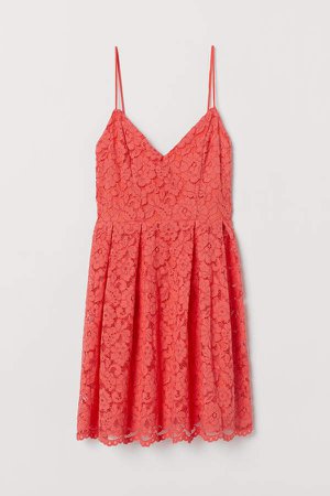 Short Lace Dress - Red