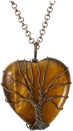Amazon.com: Top Plaza Natural Tiger Eye Healing Crystals Necklace Bronze Tree of Life Wire Wrapped Stone Heart Pendant Necklaces Reiki Quartz Jewelry for Womens Girls Ladies: Arts, Crafts & Sewing