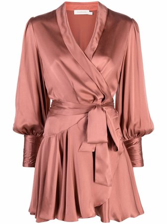 Shop ZIMMERMANN wrap silk mini dress with Express Delivery - FARFETCH
